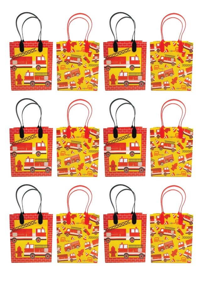 TINYMILLS Fire Truck Themed Party Favor Bags with Handles, Firefighter Fire Engine Birthday Party Goodie Bags, Pack of 12 - Image 3