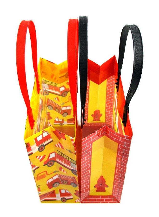 TINYMILLS Fire Truck Themed Party Favor Bags with Handles, Firefighter Fire Engine Birthday Party Goodie Bags, Pack of 12 - Image 5