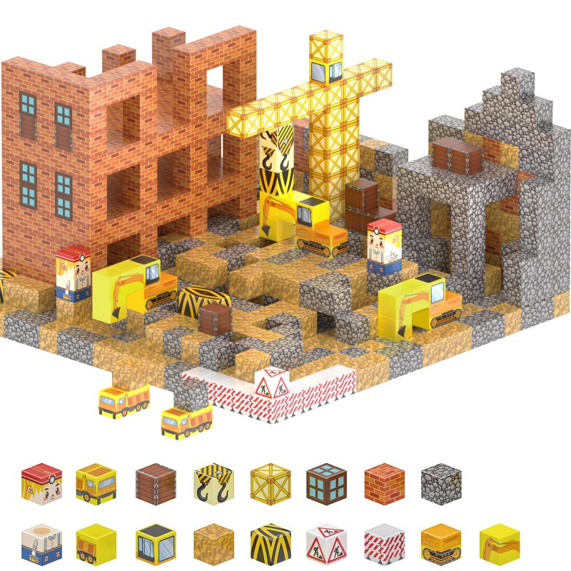 LADFAR Magnetic Building Blocks for Kids, Magnetic Tiles Build Cubes Game, 100PCS STEM Educational Magnet Toys, Ideal Gift for Toddlers Boys Girls Grandkids Christmas Birthday - Image 1