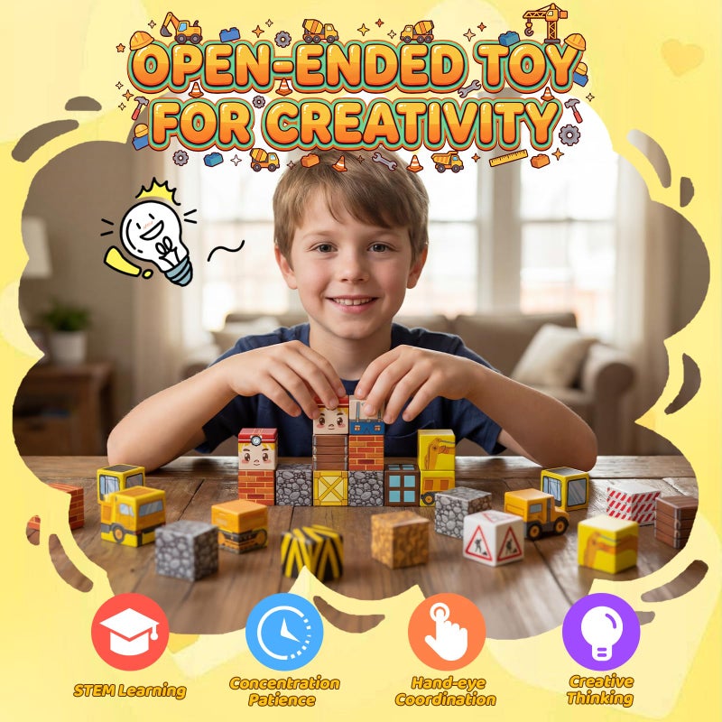 LADFAR Magnetic Building Blocks for Kids, Magnetic Tiles Build Cubes Game, 100PCS STEM Educational Magnet Toys, Ideal Gift for Toddlers Boys Girls Grandkids Christmas Birthday - Image 5