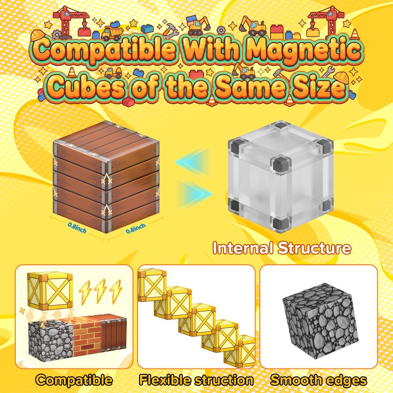 LADFAR Magnetic Building Blocks for Kids, Magnetic Tiles Build Cubes Game, 100PCS STEM Educational Magnet Toys, Ideal Gift for Toddlers Boys Girls Grandkids Christmas Birthday - Image 4