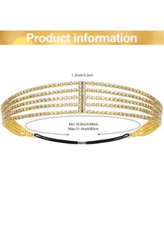 ANCIRS 2 Pack Multi Layered Elastic Headband For Women Adjustable Rhinestone Bridal Headpieces Stretchy Jewelry Hair Bands Accessories For Girls Gold & Silver  - Image 3