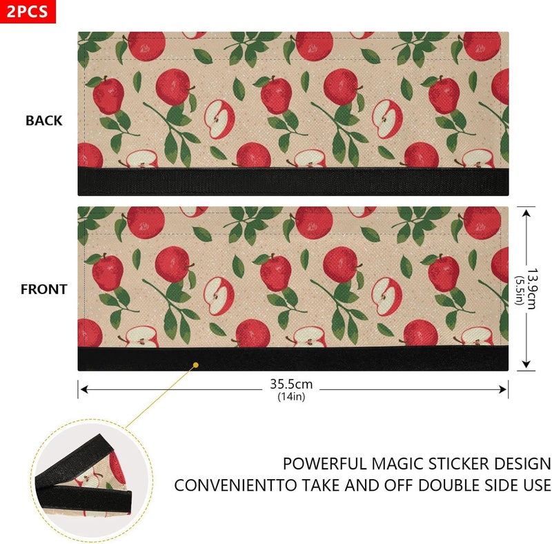 Oarencol Red Apples Refrigerator Door Handle Covers Set of 2 Fruit Leaves Dots Kitchen Appliance Decor for Fridge Oven Dishwasher - Image 5