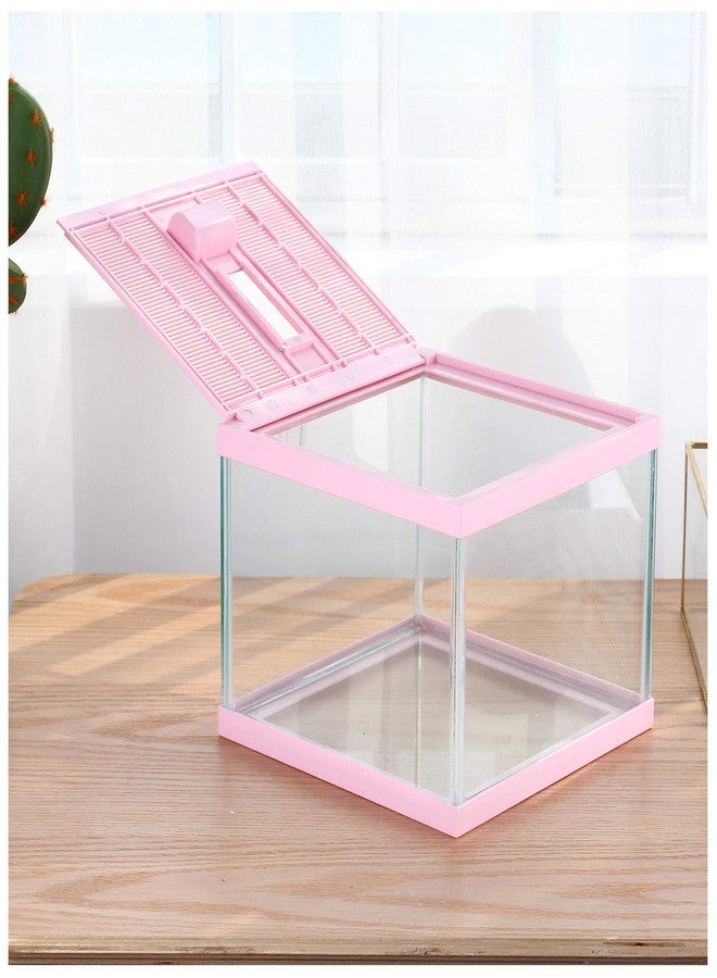 crapelles Reptile Tank Color Pink Spider Terrarium Container Tarantula Box Cage Gecko Habitat Insect Enclosure Frog Carrier Tortoise Snail Container Fish Bowl Hermit Crab House Cricket Breeding Box - Image 1