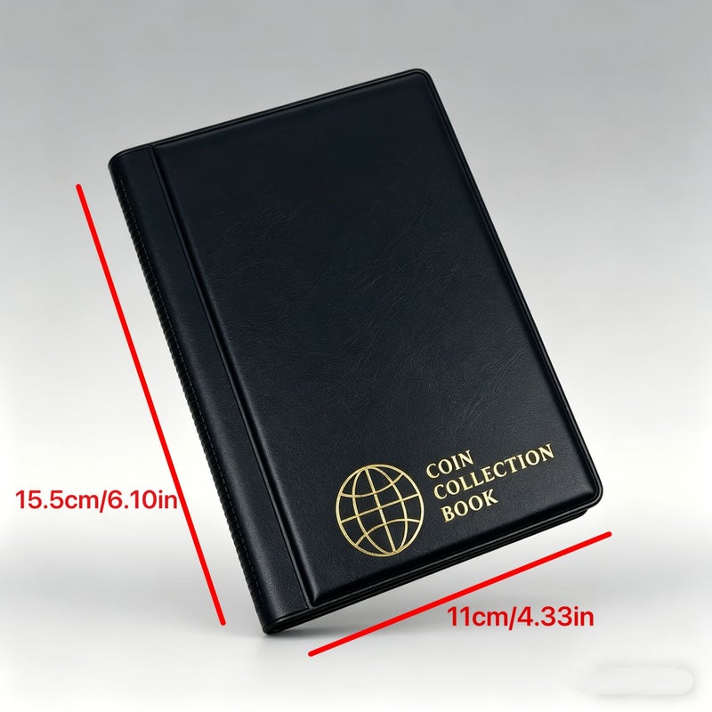 60 Pocket Coin Collection Book With 10 PVC Pages Dustproof And Anti Oxidation Coin Holder Album Wine Red 60 Compartment Storage - Image 2