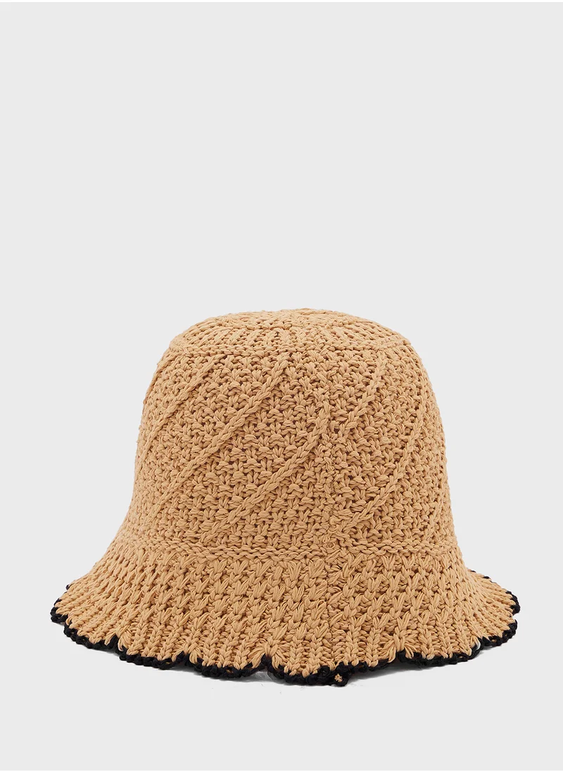 جينجر Scallop Edge Crochet Bucket Hat