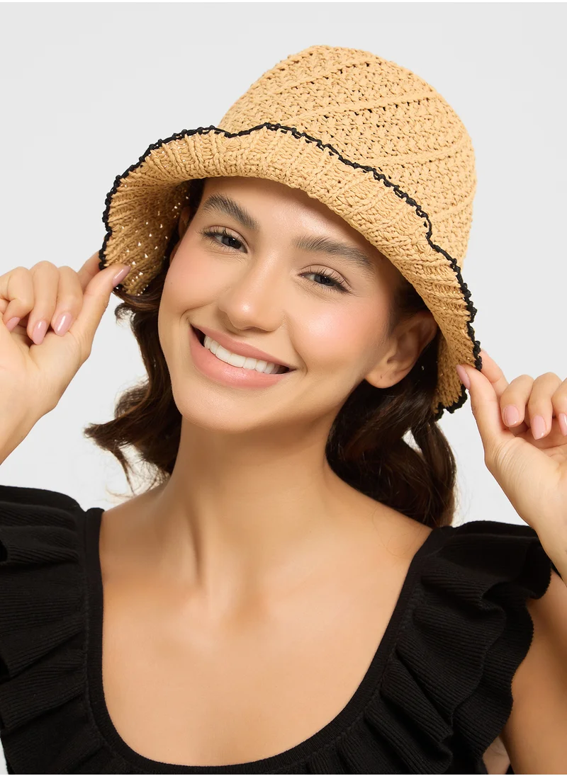 جينجر Scallop Edge Crochet Bucket Hat