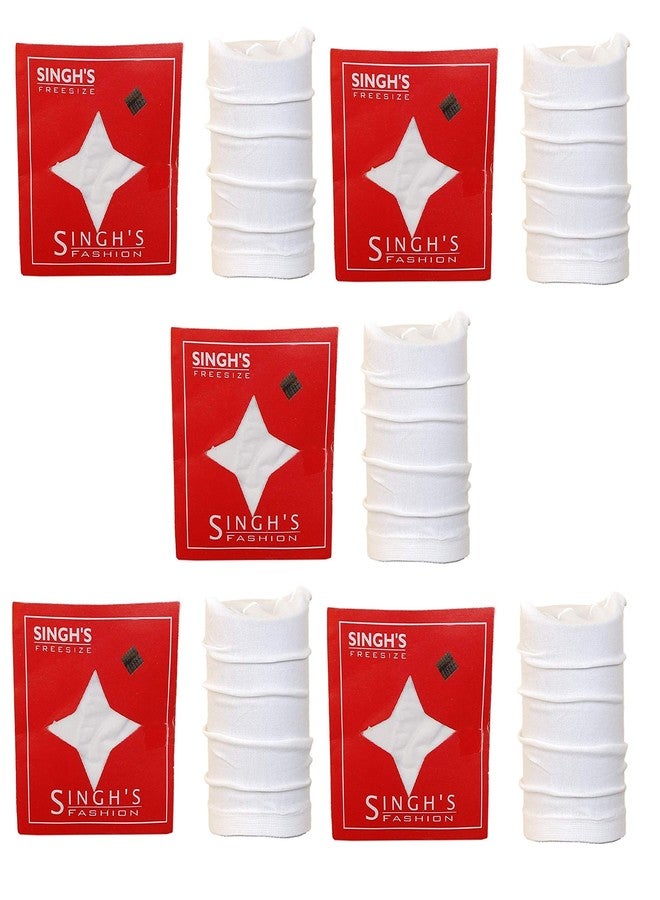 BISMAADH Free Size Elastic Stocking Cap Singh Net for Mens & Boys White, Pack of 5 - Image 1