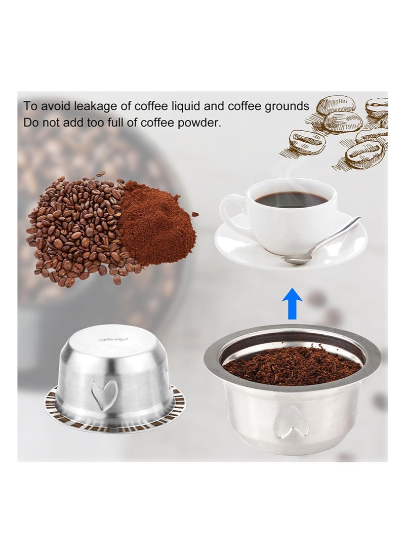 EZSOZO Reusable Pods for Nespresso Vertuo Machine， Stainless Steel 230ml Refillable Coffee Capsule Set with 1 Silicone Lid， 1 Spoon， 1 Brush Coffee Accessories for Nespresso - Image 4