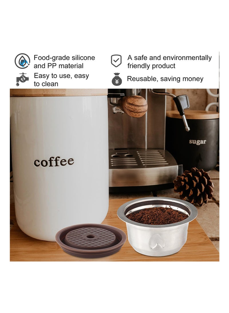 EZSOZO Reusable Pods for Nespresso Vertuo Machine， Stainless Steel 230ml Refillable Coffee Capsule Set with 1 Silicone Lid， 1 Spoon， 1 Brush Coffee Accessories for Nespresso - Image 5