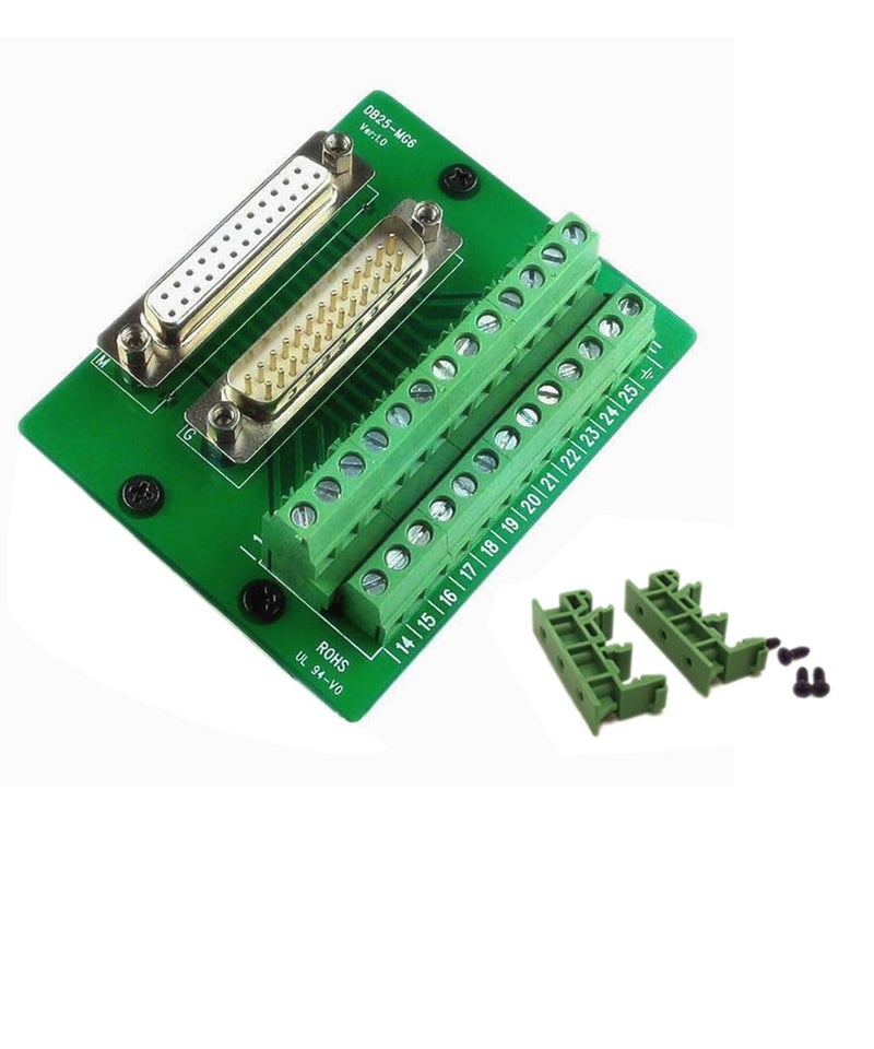 Twinkle Bay Twinklebay DB25 Connector to Wiring Terminal Db25 Breakout Board Solder-Free (Male and Female Adapter) - Image 1