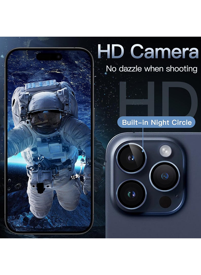 Theodor حماة عدسات الكاميرا لـ 15 برو ماكس/15 برو/14 برو ماكس/14 برو، حماة عدسات فردية من أرموريت، زجاج مقسى فائق النحافة مقاوم للخدش مع حواف من الألمنيوم، (أزرق) - Image 4