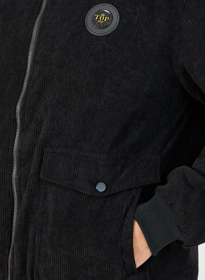 Styli Faux Fur Collar Corduroy Utility Jacket - Image 4