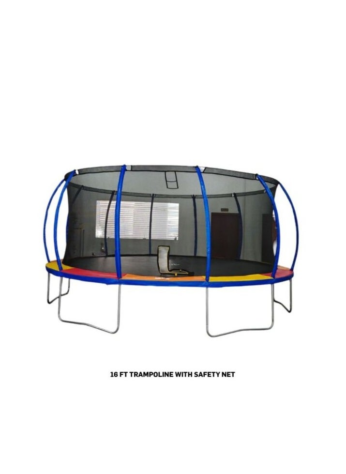 Generic 16 Ft Trampoline with Safety Net – Heavy-Duty Steel Frame, UV-Resistant Jump Mat, 108 Springs 