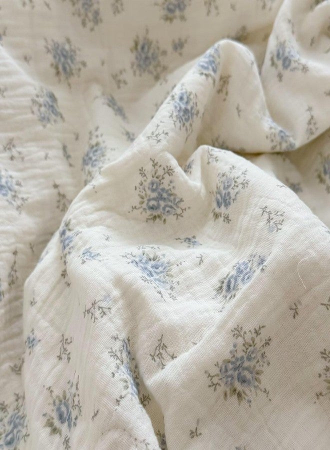 BuLuTu Blue Flower Freesia Toddler Girls Boys Quilts 100% Cotton Muslin Toddler Bed Blankets Soft Lightweight Children Comforter for Standard Crib Cot, 47x59 Inches - Image 4