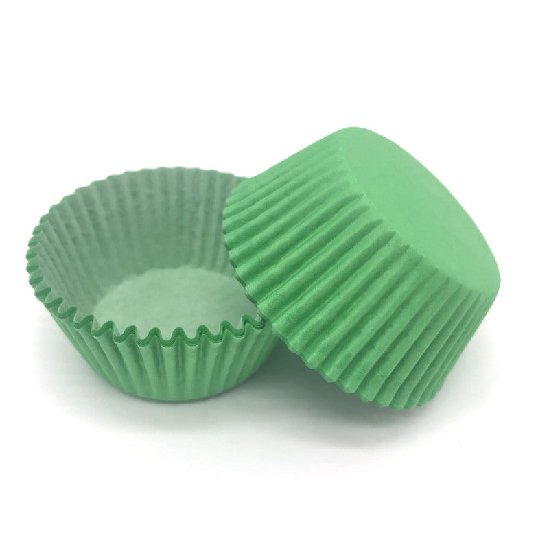 Mini Cupcake Liners 100-Piece Green Food Grade Baking Cups - Easy Release Muffin Cases for Home Baking - Image 1