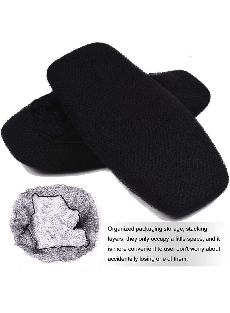 saykfoe 100 Pcs Hair Net, 20 Inches Hair Nets Elasticity Invisible Elastic Mesh for Food Service, Ballet Bun, Sleeping, Women and Wig (Black) - Image 3