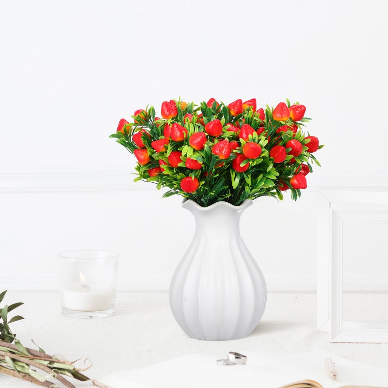 6 pcs Artificial Red Strawberry Branch Decors Artificial Strawberry Stem Decors Fake Plant Props - Image 2