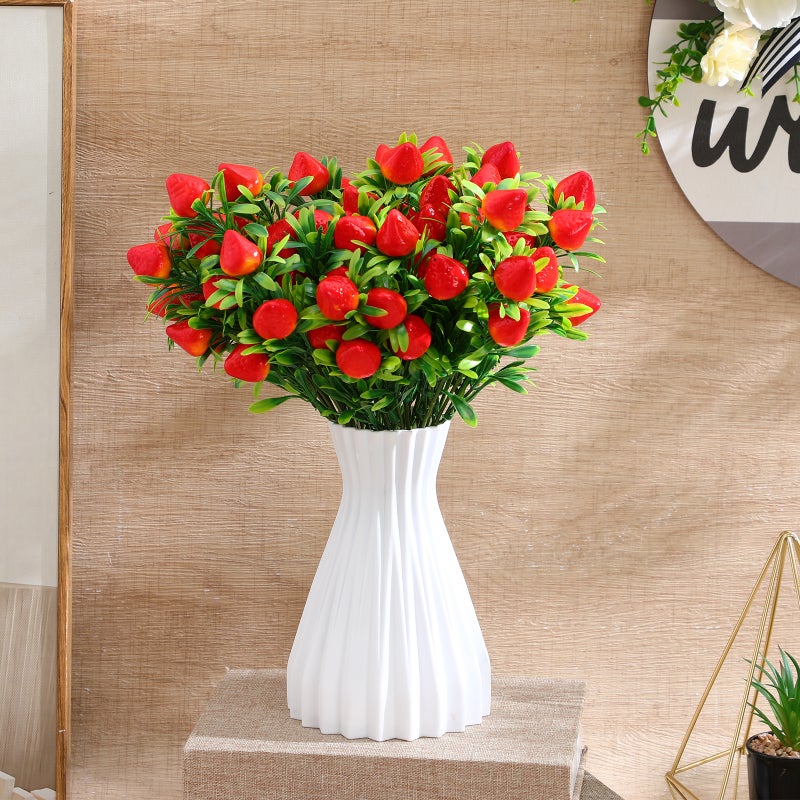 6 pcs Artificial Red Strawberry Branch Decors Artificial Strawberry Stem Decors Fake Plant Props - Image 5
