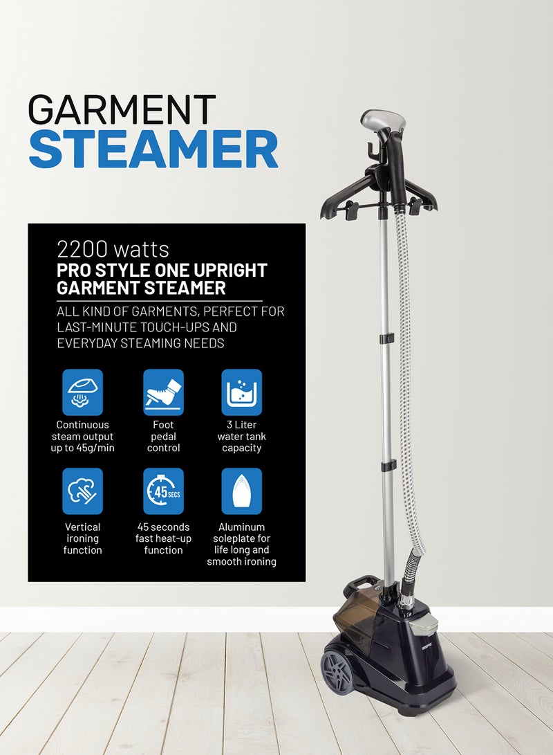 GEEPAS Garment Steamer Foldable Hanger with Trouser Clip, 1 Power Level/ 3 l Water Detachable Tank Capacity, Suitable for all Kinds of Fabric and Safe for Delicate Fabrics 3 L 2200 W GGS9254N Black - Image 1