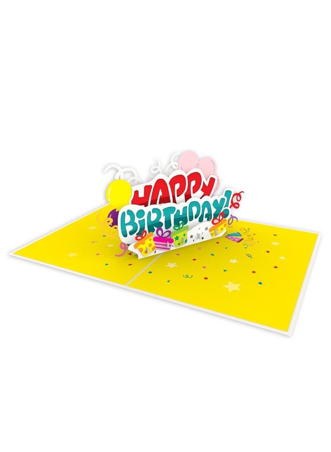 Birthday Card Pop Up 3D Greeting Card with Balloons & Gifts, Includes Envelope, 3D Happy Birthday Card Handmade Birthday Greeting Popup Gift Card for Mom, Dad, Wife, Husband, Kids, Friends 18x26 cm - Image 4