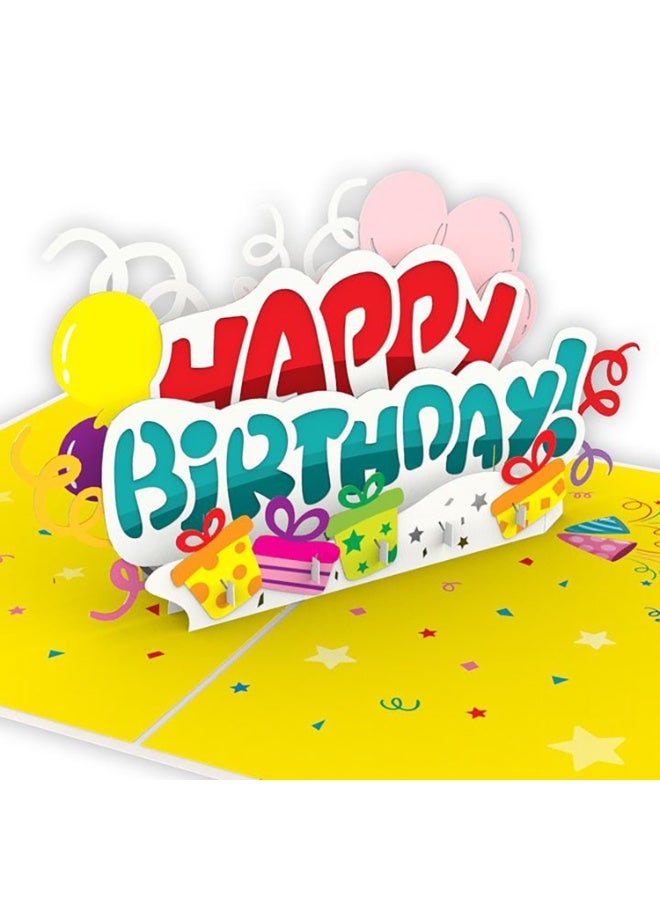 Birthday Card Pop Up 3D Greeting Card with Balloons & Gifts, Includes Envelope, 3D Happy Birthday Card Handmade Birthday Greeting Popup Gift Card for Mom, Dad, Wife, Husband, Kids, Friends 18x26 cm - Image 3