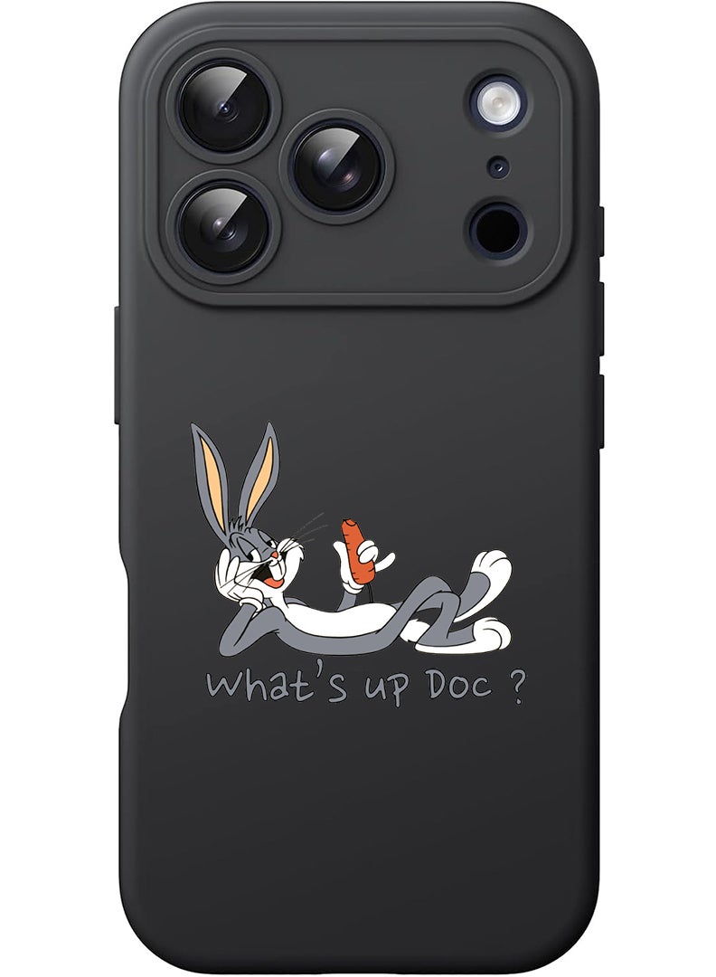 Theodor Protective Slim Fit Case Liquid Silicone Cover with Full Body Protection Anti-Scratch Shockproof Case For Apple iPhone 17 Pro Max (Black) Whats up Doc - Image 1