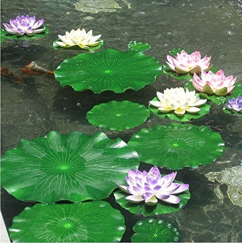 Lightingsky Artificial Floating Foam Lotus Leaves Artificial Foliage Pond Decor (10cm, Pack of 6) - Image 5