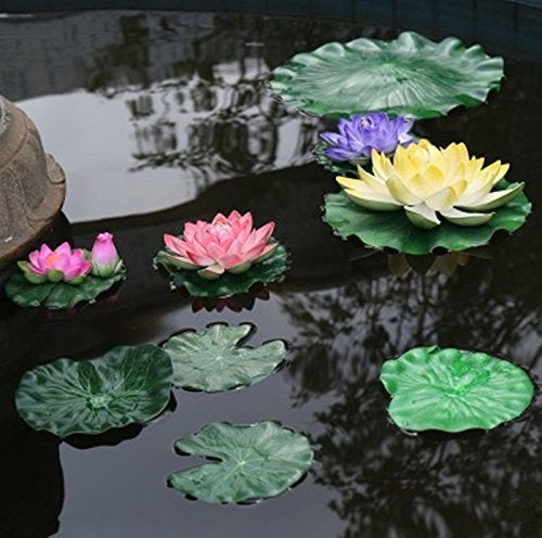 Lightingsky Artificial Floating Foam Lotus Leaves Artificial Foliage Pond Decor (10cm, Pack of 6) - Image 3
