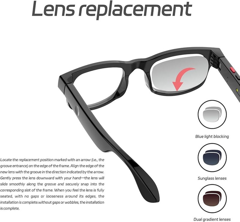 Smart Camera Glasses 1080P Video 8MP Camera WiFi Music 270mAh Battery AI Voice Assistant - Image 5