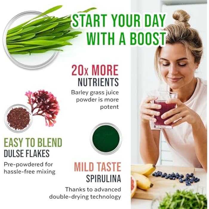 Numami Organic Detox Smoothie Mix with Healthy Spirulina, Atlantic Dulse and Barley Grass Juice Powder - Image 4