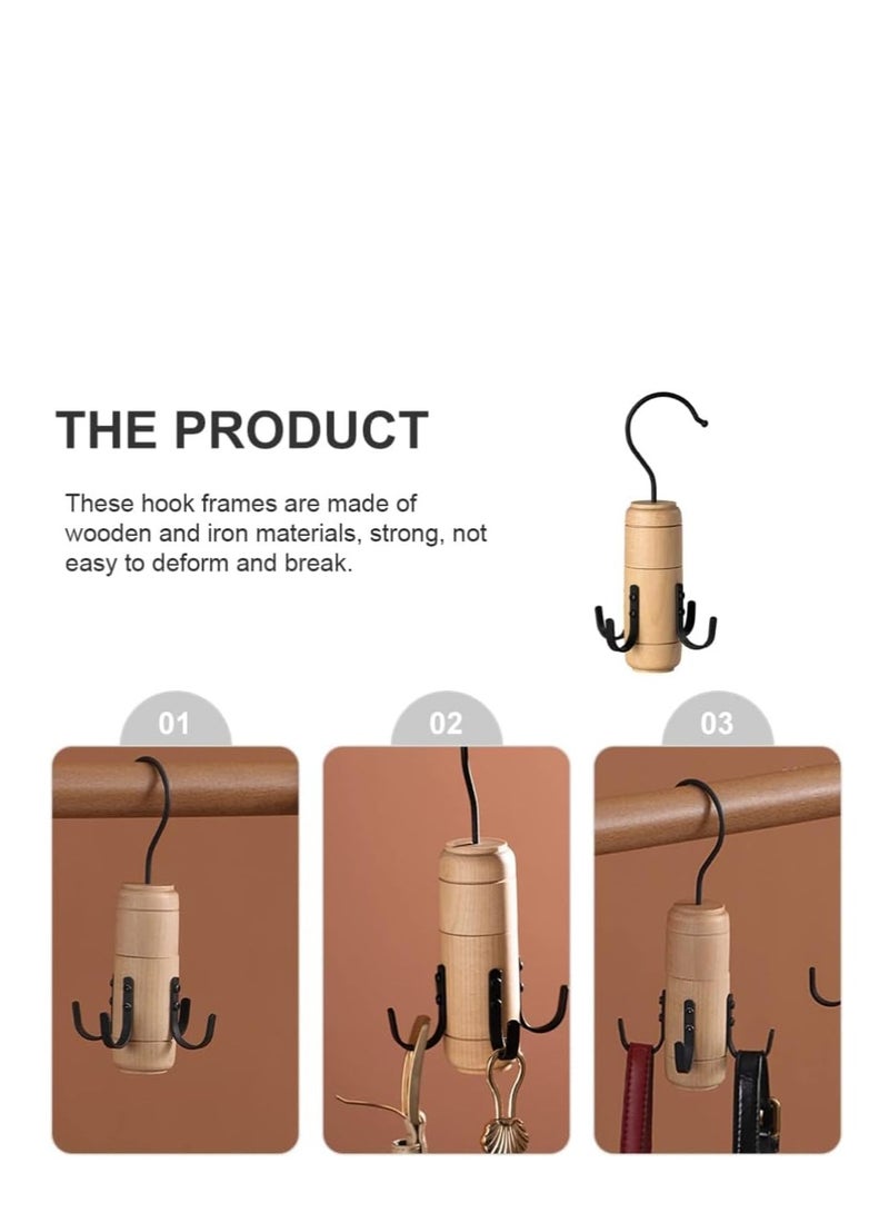KASTWAVE Rotatable Bag Hanger Belt Hanger Scarf Tie Rack Holder Hook Closet Organizer Wooden Rotating Kitchen Utensil Hanger Rack for Bags Shoes Jewelry Towel Hanging Decor Handbag Rack - Image 4