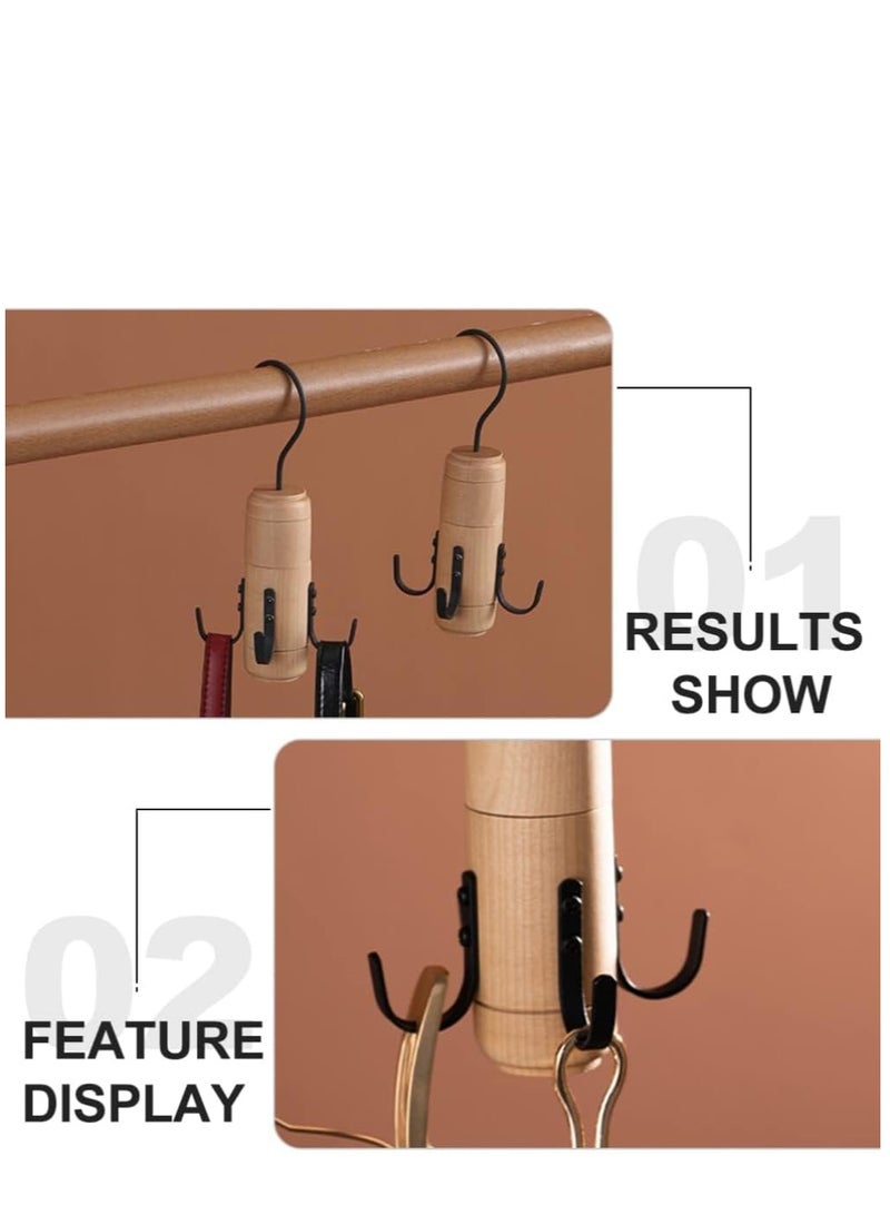 KASTWAVE Rotatable Bag Hanger Belt Hanger Scarf Tie Rack Holder Hook Closet Organizer Wooden Rotating Kitchen Utensil Hanger Rack for Bags Shoes Jewelry Towel Hanging Decor Handbag Rack - Image 5
