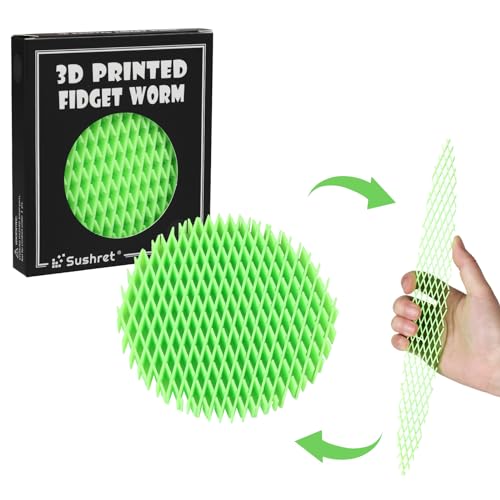 Sushret Fidget Worm Toy Real 3D Printed Toys Funny Pocket Worm Fidget Toy for Adults Kids Silent Resistance Stress Relief Toy Desk Fidgets for Adults Kids Fluorescent Green - Image 1