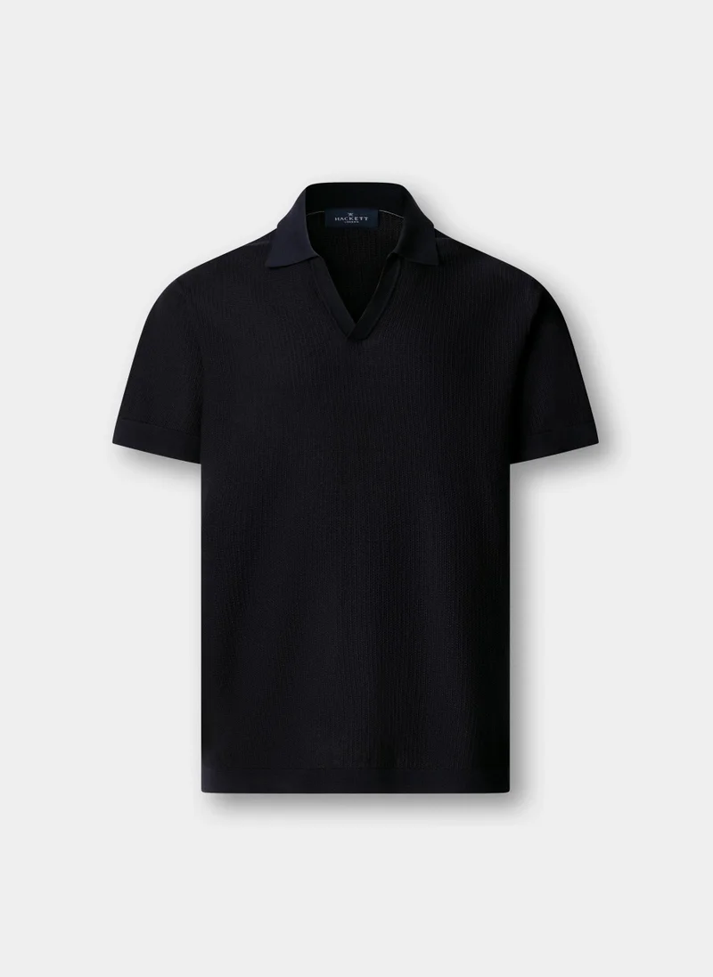 Textured Knitted Short Sleeve Polo