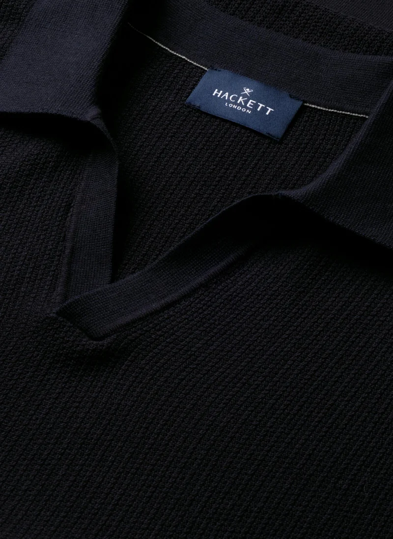 Hackett  Textured Knitted Short Sleeve Polo for Men | Best Price UAE