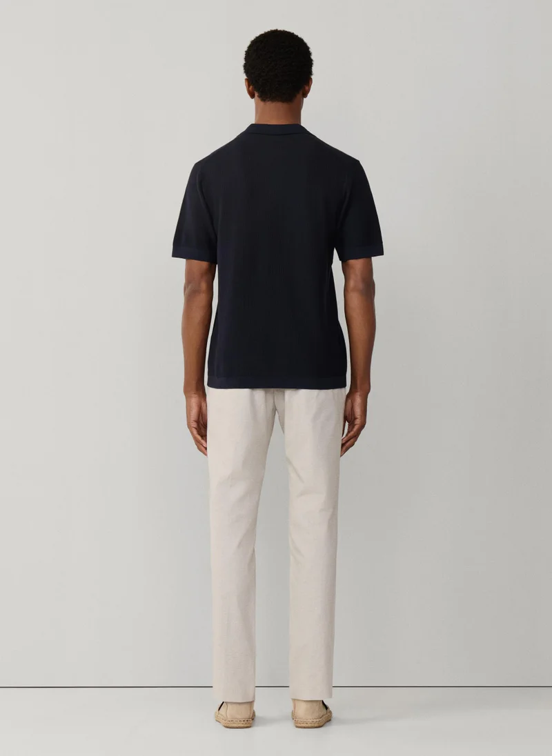 Hackett  Textured Knitted Short Sleeve Polo for Men | Best Price UAE