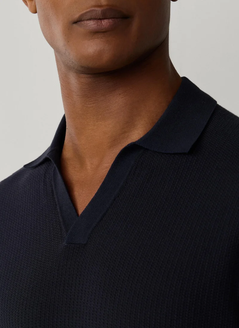 Hackett  Textured Knitted Short Sleeve Polo for Men | Best Price UAE
