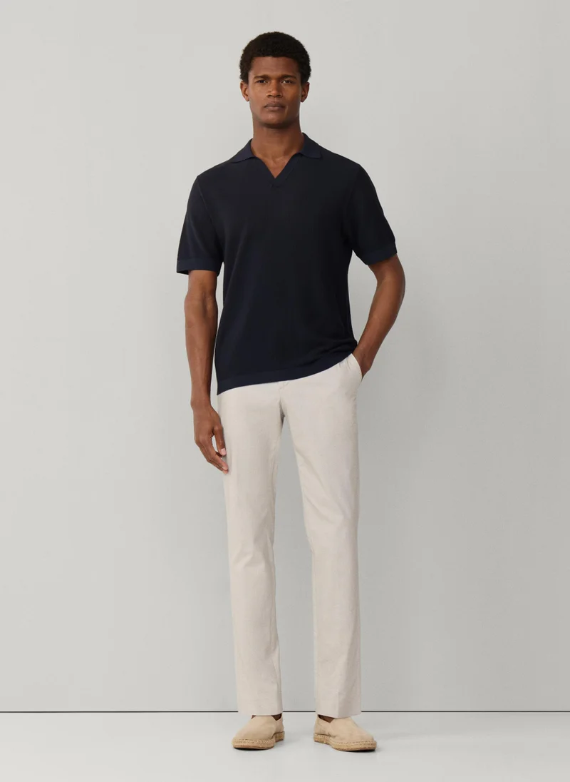 Hackett  Textured Knitted Short Sleeve Polo for Men | Best Price UAE