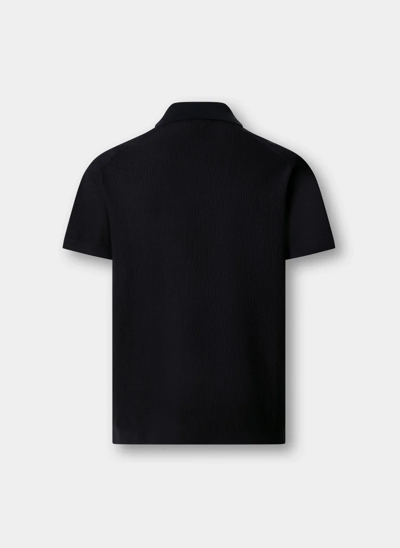 Hackett  Textured Knitted Short Sleeve Polo for Men | Best Price UAE