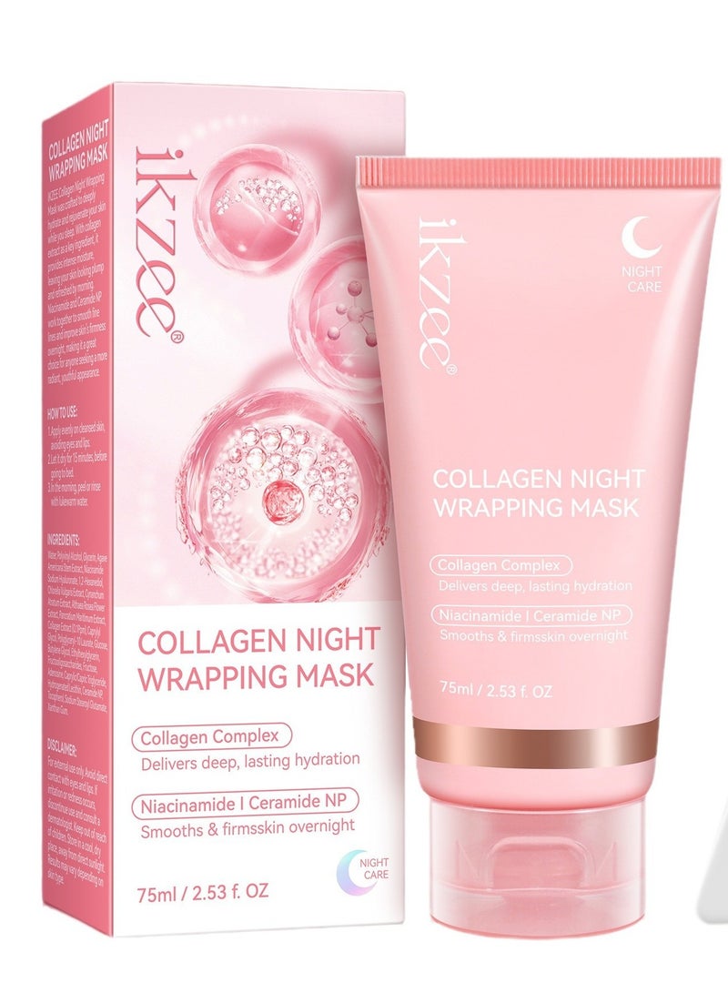 Ikzee collagen sleeping mask hydrating moisturizing nourishing skin hydrating whitening night mask 75ml - Image 1