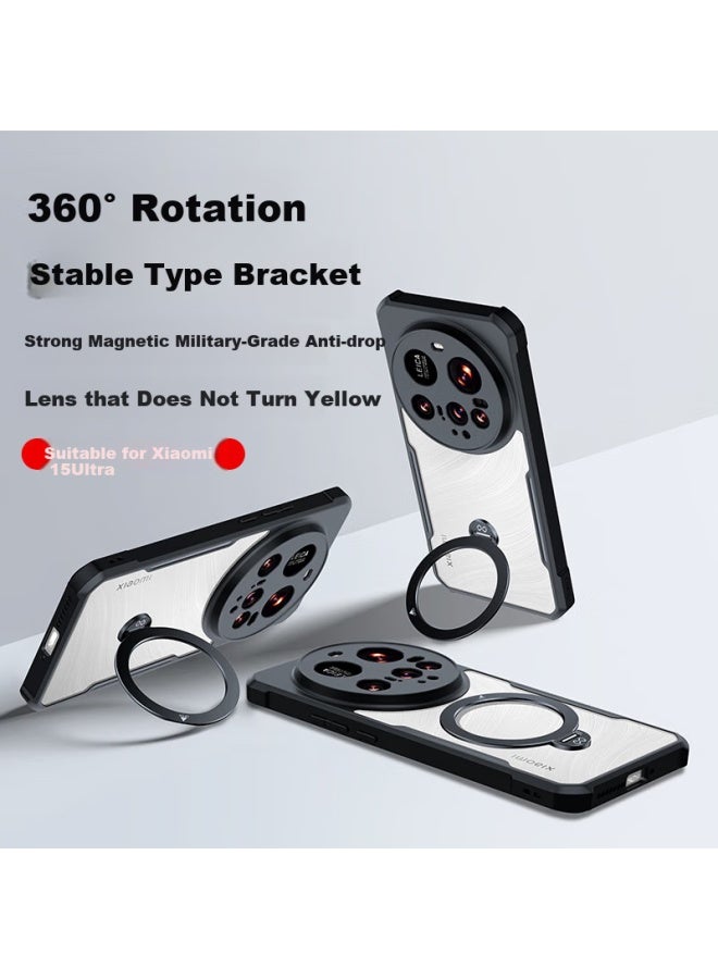 Xundd 360° Rotating Stand Phone Case For Xiaomi 15 Ultra, Xiaomi 15 U Anti-drop Protective Cover With Magnetic Absorption Lens, Full Coverage Ultra-thin Transparent Protective Case For Men And Women - Image 2