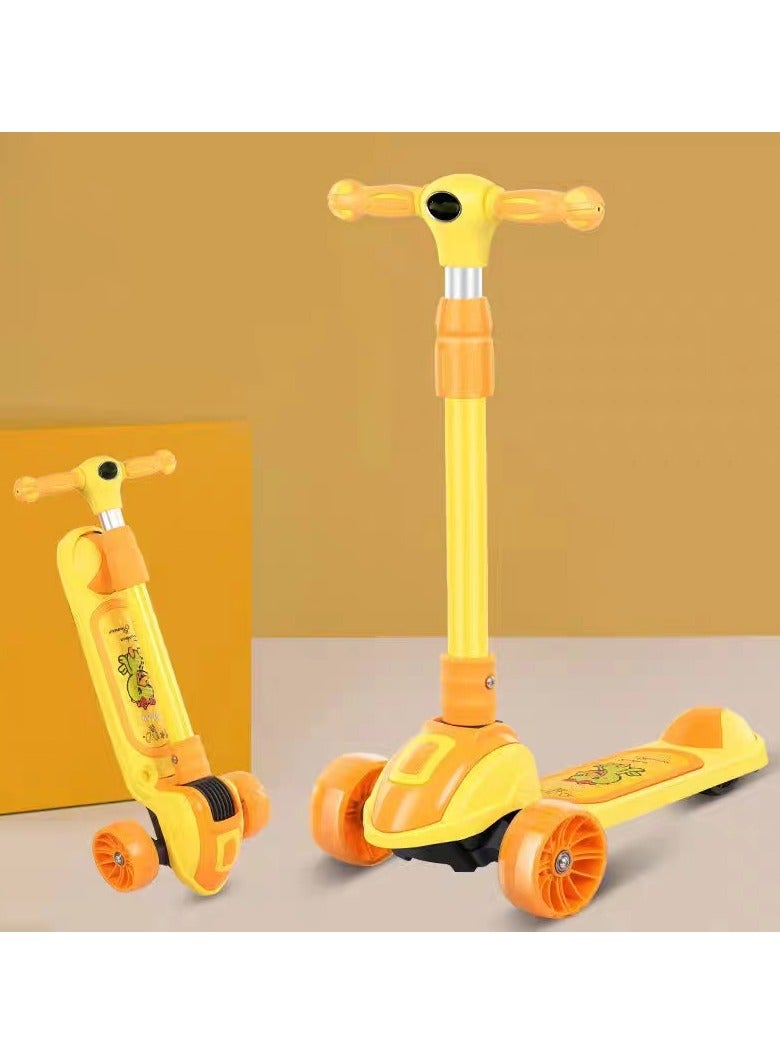 ام جي سكوتر قابل للطي برأس السكك الحديدية عالي السرعة للأطفال، سكوتر للأطفال الصغار مع 3 ارتفاعات قابلة للتعديل، مصابيح LED للسطح، عجلات وامضة، ضوء للرأس، يميل إلى التوجيه، سطح مضاد للانزلاق، للأطفال من سن 3 إلى 8 سنوات، ألوان مختلفة - Image 2