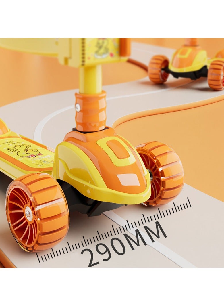 ام جي سكوتر قابل للطي برأس السكك الحديدية عالي السرعة للأطفال، سكوتر للأطفال الصغار مع 3 ارتفاعات قابلة للتعديل، مصابيح LED للسطح، عجلات وامضة، ضوء للرأس، يميل إلى التوجيه، سطح مضاد للانزلاق، للأطفال من سن 3 إلى 8 سنوات، ألوان مختلفة - Image 5