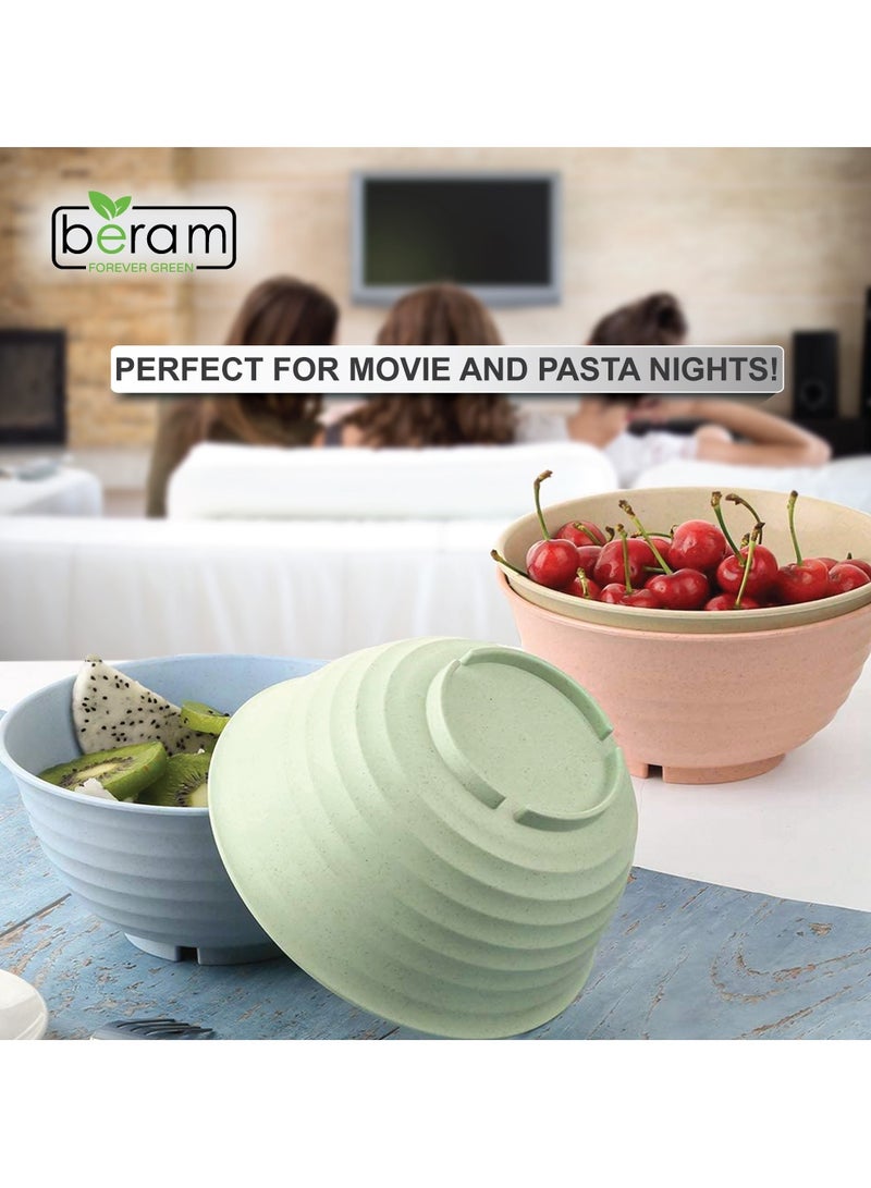 بيرام أوعية من قش القمح مقاس 17 سم، مجموعة من 4 أوعية للسلطة والوجبات الخفيفة، قابلة للتحلل البيولوجي، طبيعية وغير قابلة للكسر، صديقة للبيئة، خفيفة الوزن، آمنة للاستخدام في الميكروويف وغسالة الأطباق، مثالية للسلطة والحساء والمعكرونة والمزيد - Image 2