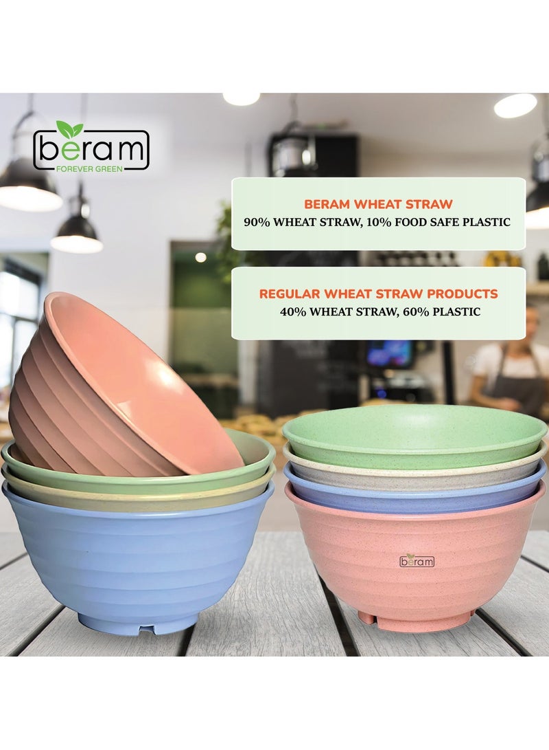 بيرام أوعية من قش القمح مقاس 17 سم، مجموعة من 4 أوعية للسلطة والوجبات الخفيفة، قابلة للتحلل البيولوجي، طبيعية وغير قابلة للكسر، صديقة للبيئة، خفيفة الوزن، آمنة للاستخدام في الميكروويف وغسالة الأطباق، مثالية للسلطة والحساء والمعكرونة والمزيد - Image 3
