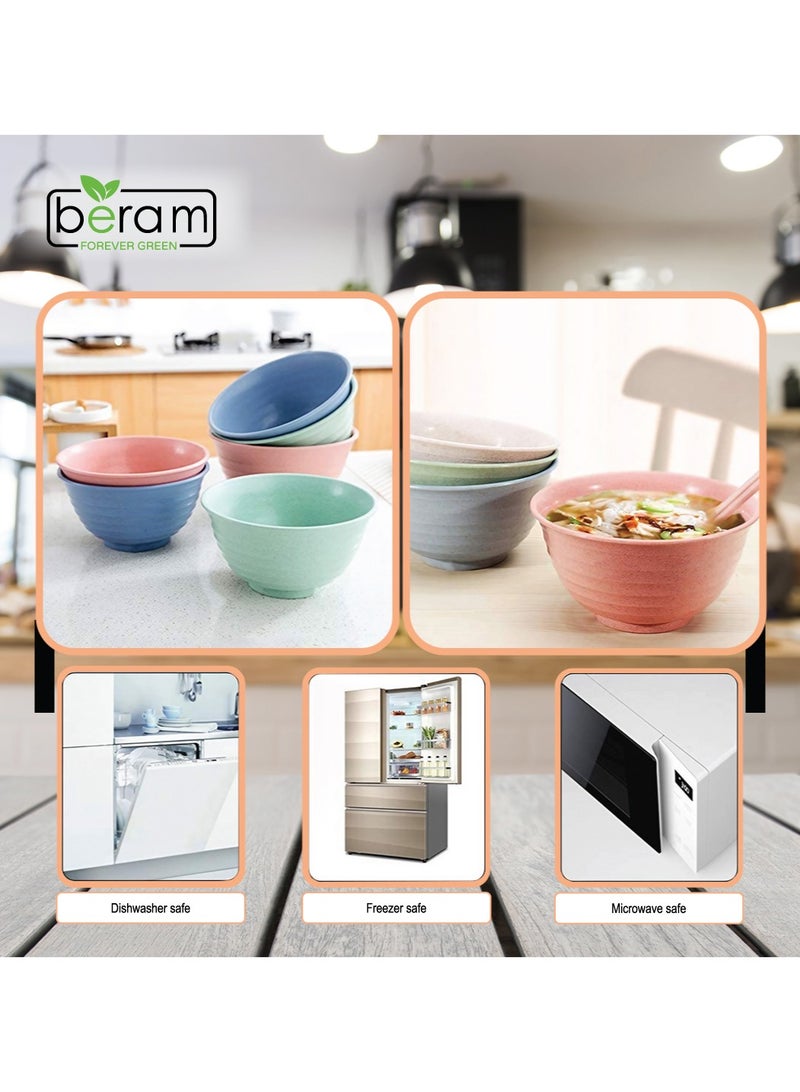 بيرام أوعية من قش القمح مقاس 17 سم، مجموعة من 4 أوعية للسلطة والوجبات الخفيفة، قابلة للتحلل البيولوجي، طبيعية وغير قابلة للكسر، صديقة للبيئة، خفيفة الوزن، آمنة للاستخدام في الميكروويف وغسالة الأطباق، مثالية للسلطة والحساء والمعكرونة والمزيد - Image 4