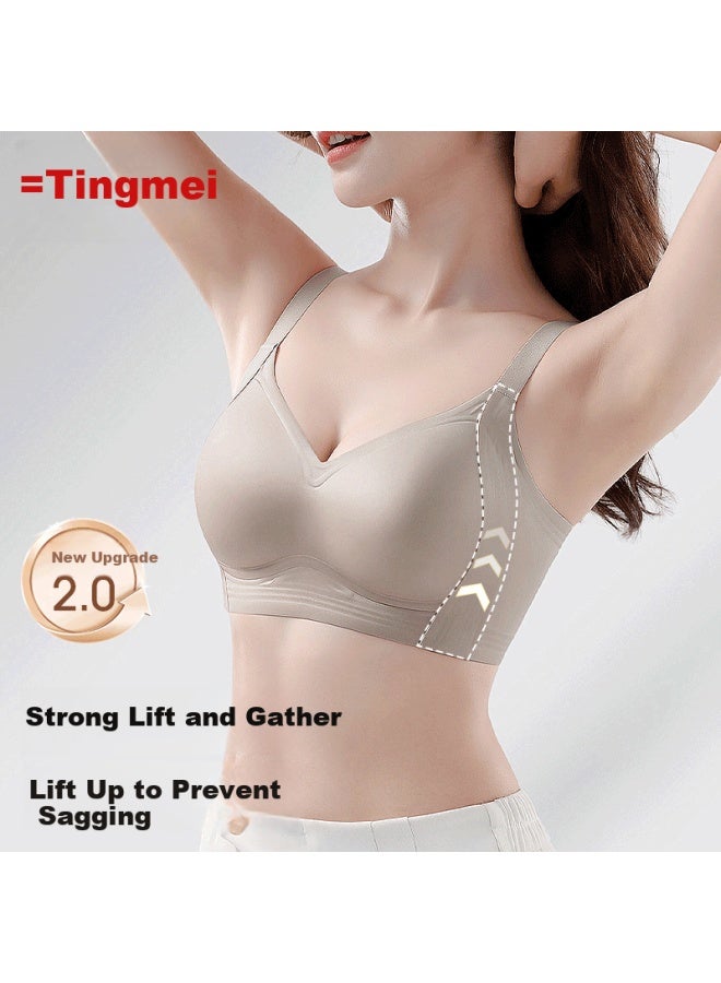 GRACEWELL Tingmei Satin Cup Large Bust Minimizing Bra Women's Adjustable Lift Anti-sagging Side Support Bra For Women's Day - Image 1