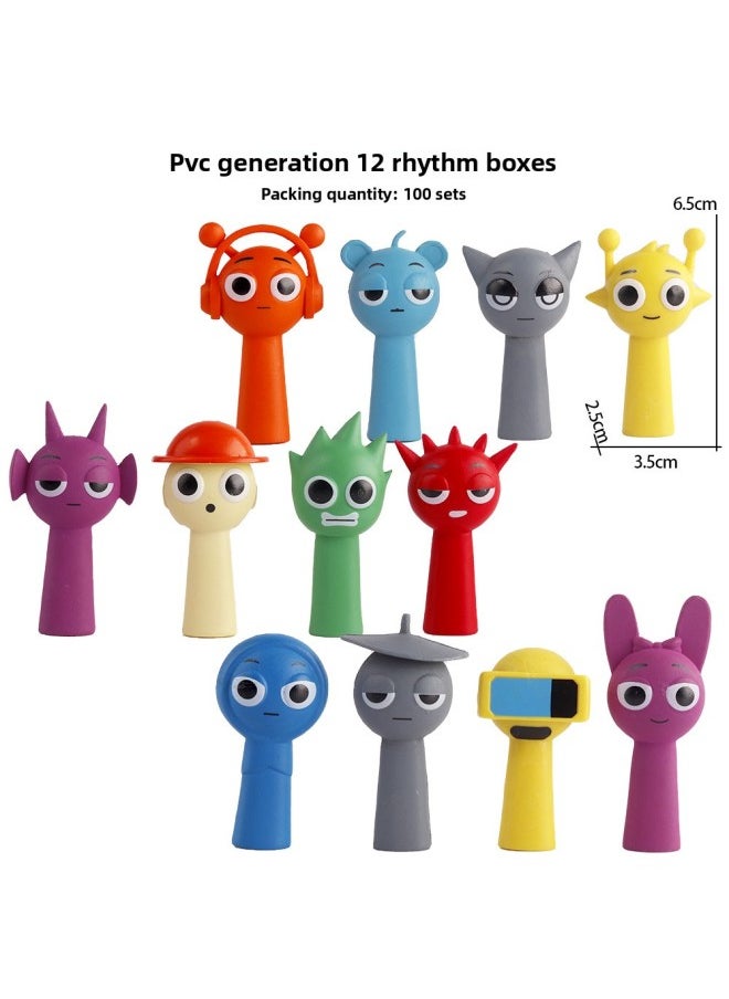 null - Sprunki Rhythm Box Hand Toy Ornaments Simon Doll Doll Music Game Surrounding Complete Set Of Doll-Color:Rhythm Stage 2 Blackened Version 12 Styles (can Be Used As Pen Caps) - Image 1