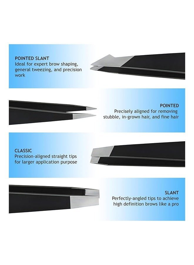 Generic Eyebrows Tweezers Set, Stainless Steel Precision Remover Kit for Facial Hair, Inward Growing Hair and Splinter, Suitable for Women, Men (Black) - Image 2
